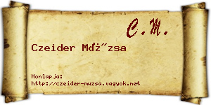 Czeider Múzsa névjegykártya